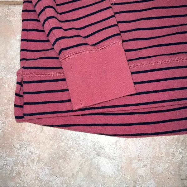 LL Bean Pink Striped 1/4 Zip Pullover Sz S Regular - Image 4