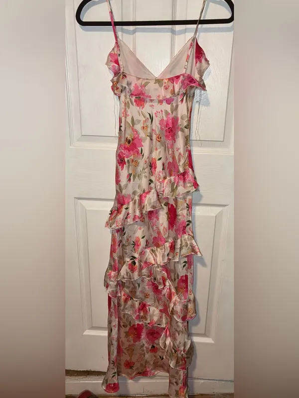 Francesca’s Floral Pink Ruffle Slip Dress - Women size xs romantic feminine - Image 2