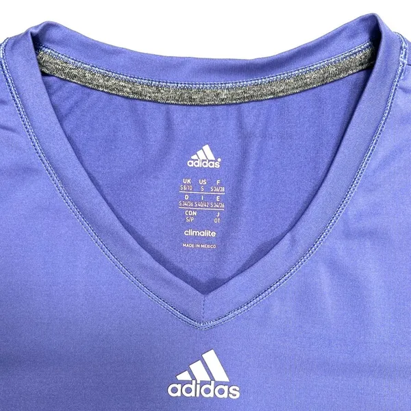 Adidas Climalite V Neck Athletic Tee Small Purple Running Tennis Pickleball Gym - Image 3