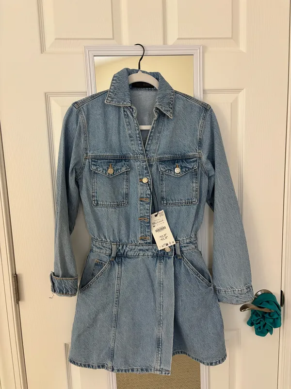 ZARA Denim Dress Mini Long Sleeve - Image 2