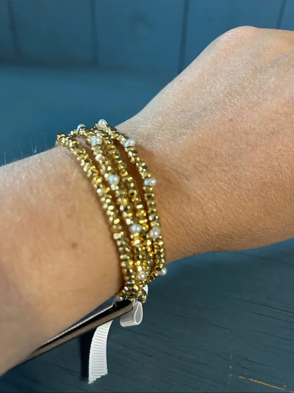 J. Crew Gold Beaded Stretch Bracelet Set with Ribbon Accent - New $54.50 - Image 7