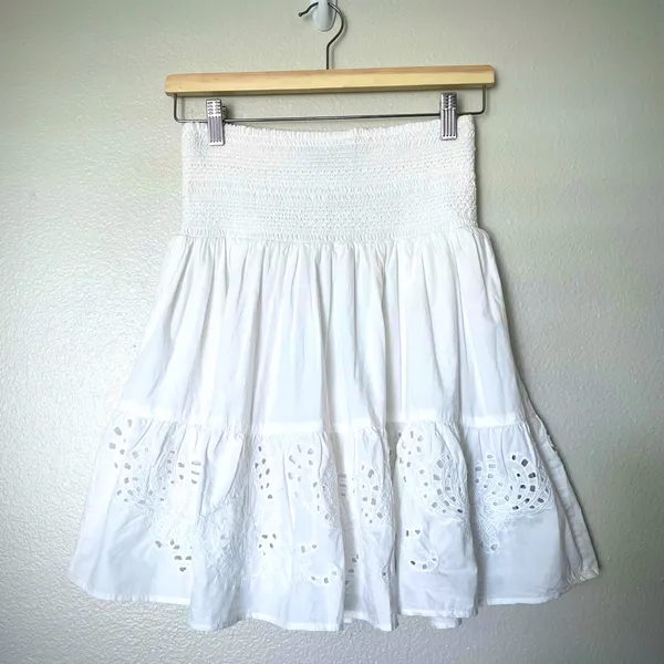 Lauren Ralph Lauren White Eyelet Cotton Broadcloth Skirt Size Medium NWT - Image 2