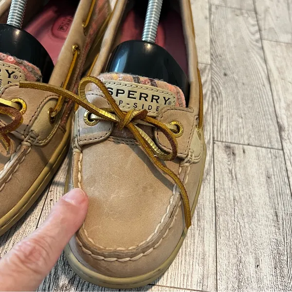 Sperry Top Sider Boat Shoes Angelfish Pink Plaid Leather Women’s Size 7.5M - Image 3