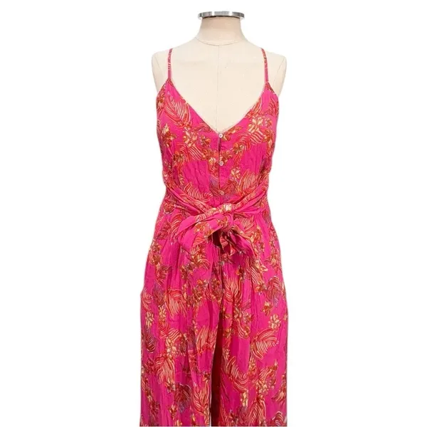 Free People Hot Tropics Wide Leg Cropped Jumpsuit Size Small - Image 3
