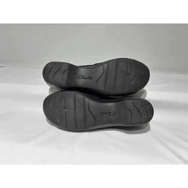 Clarks Collection Black Snakeskin Wedge Loafers Size 9 - Image 8