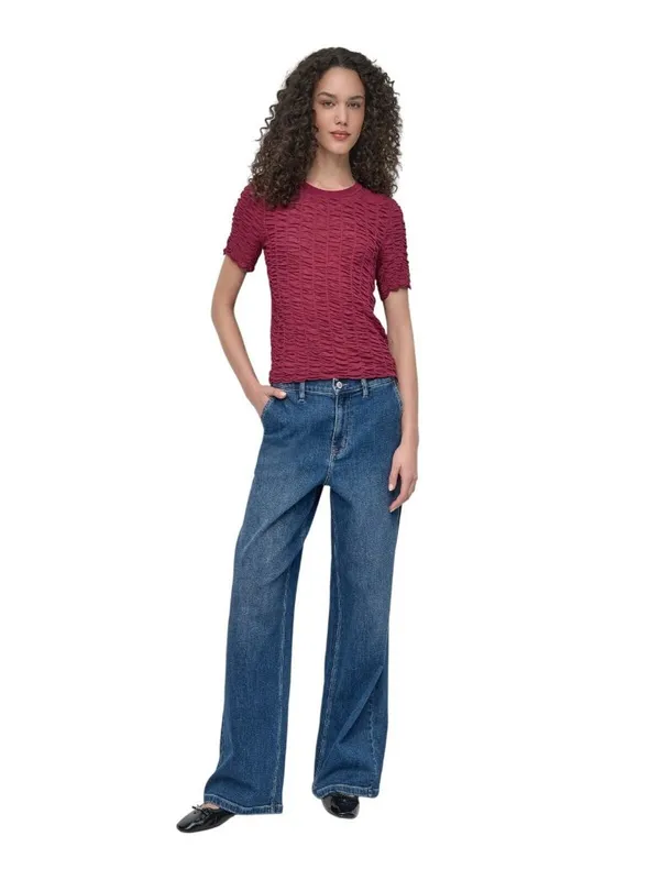 NWT DKNY Womens Lightweight Superfine Texture Top P52SAW83 Beet Red XS - Image 2