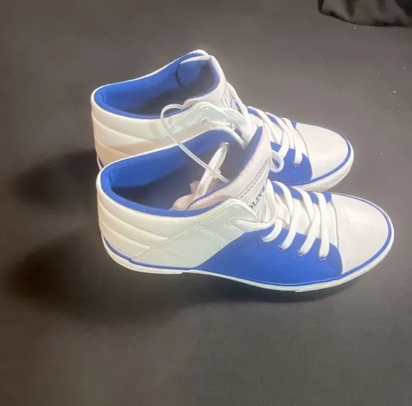 Olive J's Blue and White Canvas High Top Sneakers sizes 5-7-5 - Image 3