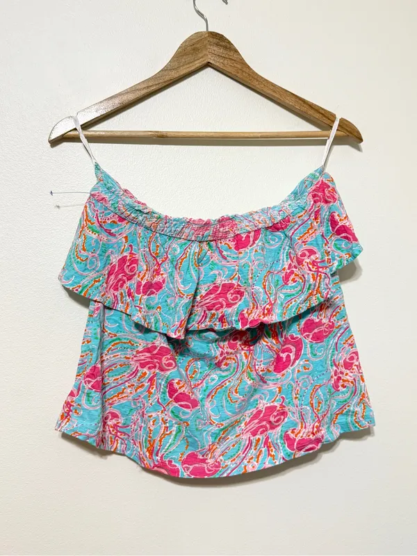 Lilly Pulitzer Tropical Jellyfish Strapless Top Size XL Vacation beach - Image 2