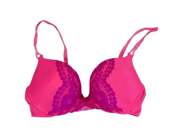 Victoria’s Secret Pink Lace Plunge Push-Up Bra 34B Adjustable Straps - Image 5