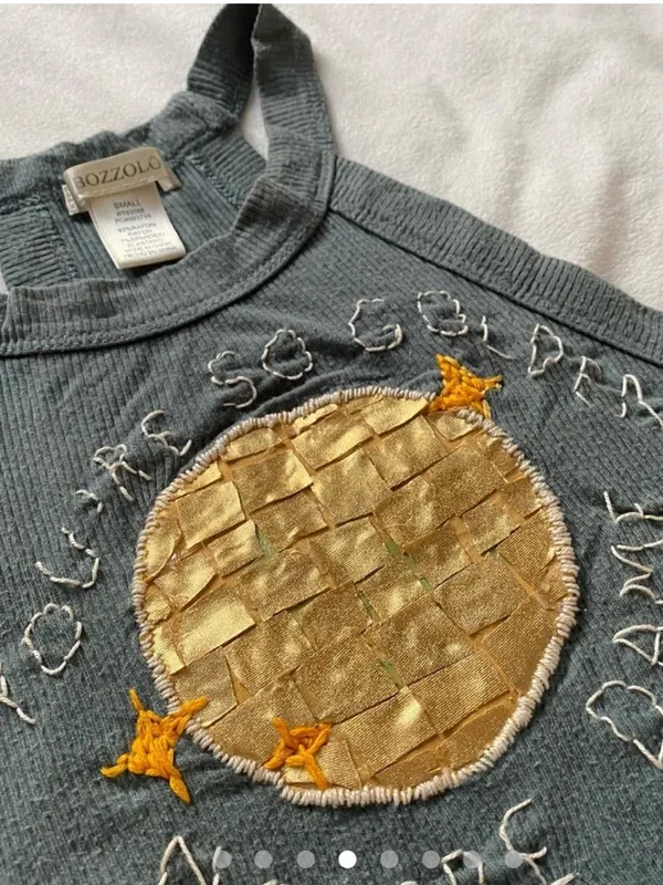 Bozzolo dark gray and gold Notre Dame Disco Ball tank top - Image 4
