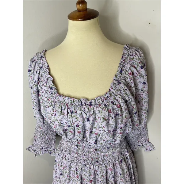 Tuckernuck Hyacinth House Lilac Ruched Neck Cali Midi Dress Small S‎ - Image 8