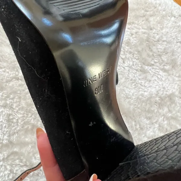 Nine West Black Block Heels | Suede and Patent Leather - Image 7