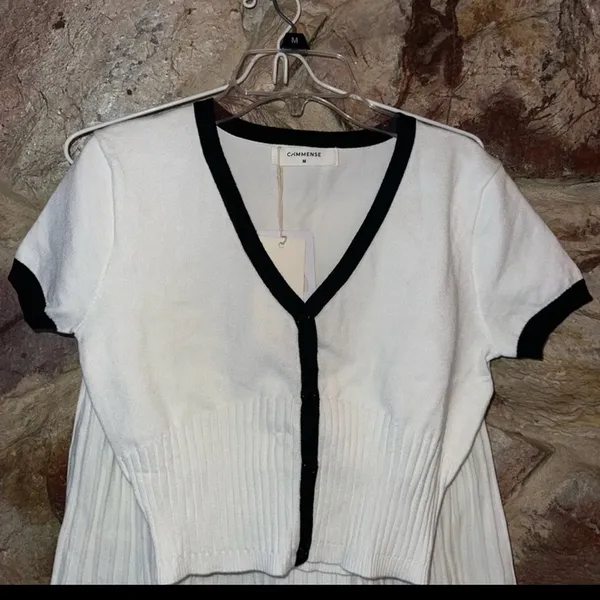 Commense Minimalism Contrast Trim Sweater Skirt Set size XL - Image 4