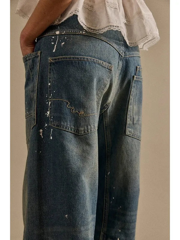 NWT We The Free People Moxie in Timeless Blue Distressed Barrel Jeans 25 - Image 13