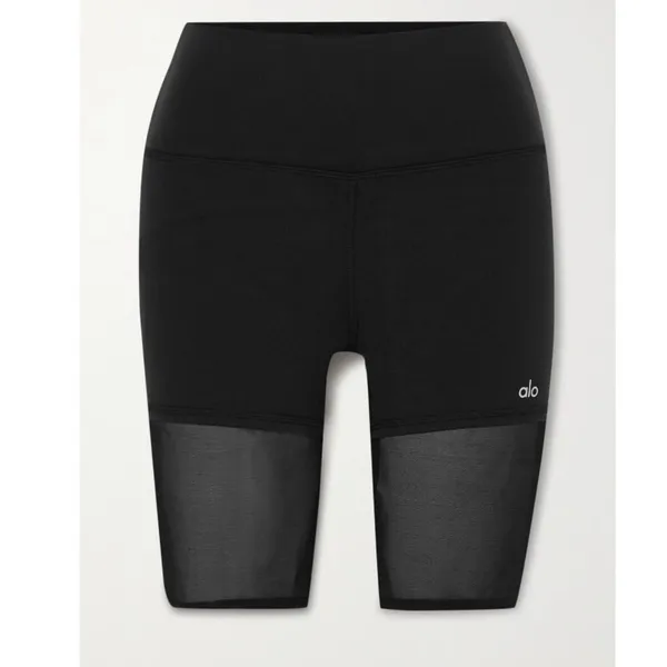 Alo yoga high waist mesh biker shorts - hunter green - Image 6