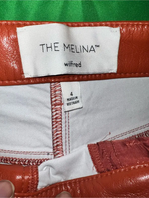 Wilfred The Melina High-Rise Faux Leather Straight Leg Jeans Rust Orange size 4 - Image 7