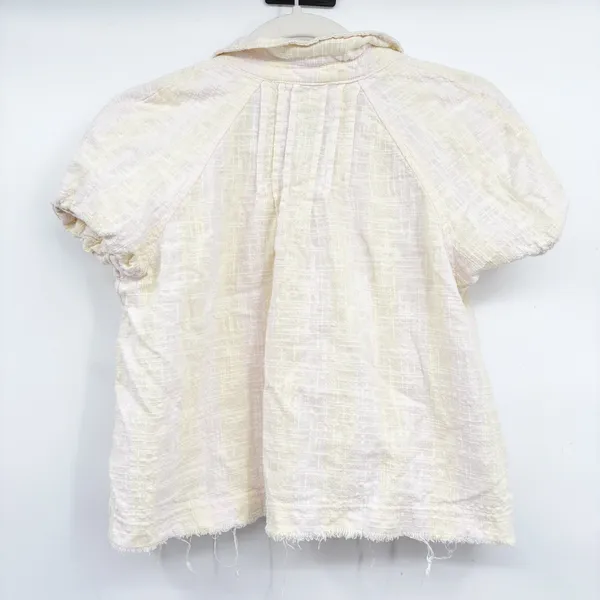 Free People We The Free Womens Away At Sea Linen Blend Boho Striped Crop Button Top Size M - Image 8