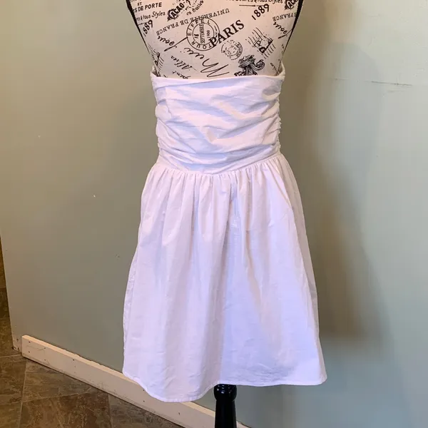 NEW Rhythm. Women’s Large White Strapless Cotton Linen Blend Mini Dress - Image 4