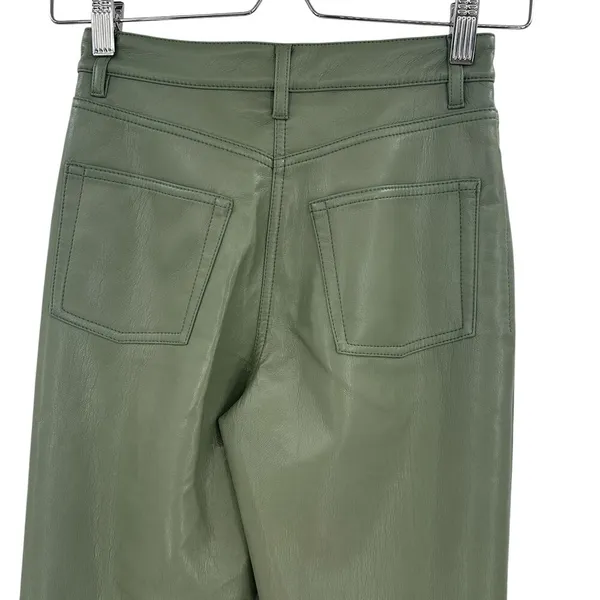 Aritzia Wilfred The Melina Pants Vegan Leather Cropped‎ Sage Green Size 00 - Image 7