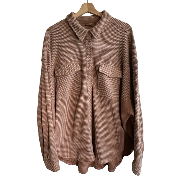 Aerie LumberJane Waffle Shirt Shacket XL Oversized Button Down Slouchy - Image 8