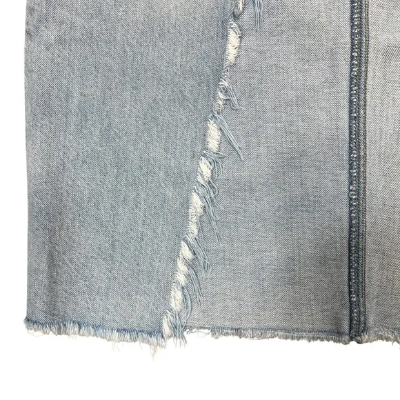 American Eagle 90s Maxi Skirt 4 Light Wash Distressed Denim Slit Grunge READ!‎ - Image 6
