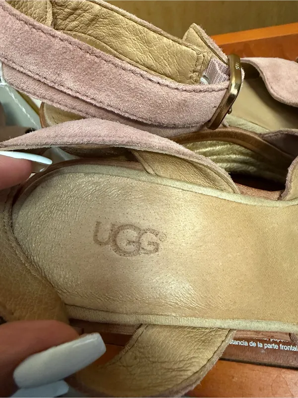 UGG Women’s Pink Suede Espadrille Wedge Sandals. Size: 7.5 - Image 2