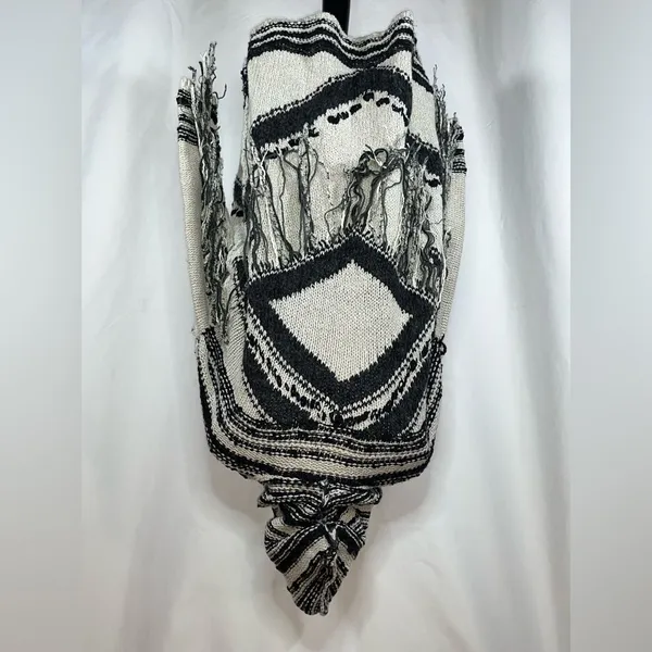 Free People Full Zip Hooded Fringe Aztec Southwestern Cardigan Sweater Large - Image 5