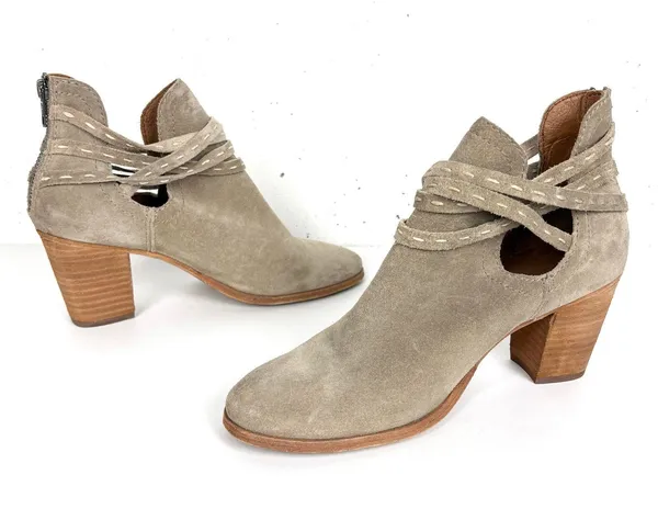 Frye Naomi Pickstitch Booties Ash Soft Oiled Italian Suede Back Zip Size 7.5 - Image 7