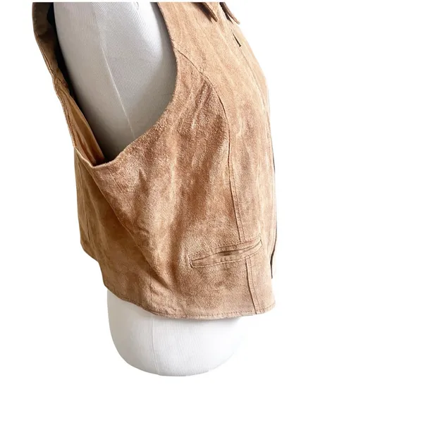 Hunt Club Vintage Women’s Suede 100% Leather Vest Tan Western Size 16 - Image 4
