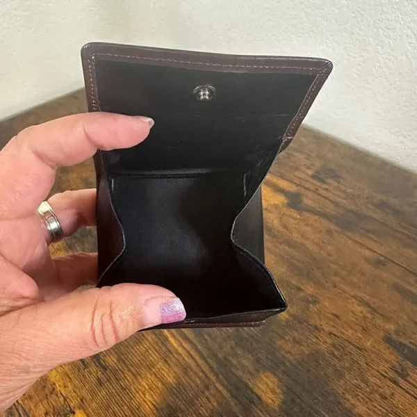 YSL Yves Saint Laurent Card Coin Holder Case Brown Leather‎ - Image 9
