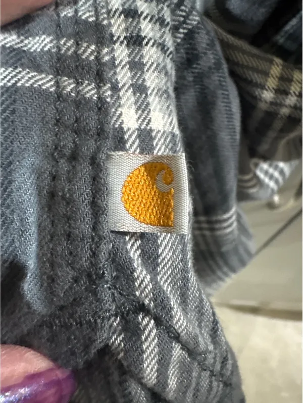 Carhartt Gray Plaid Long Sleeve Button-Up Shirt M (8/10) - A - Image 4