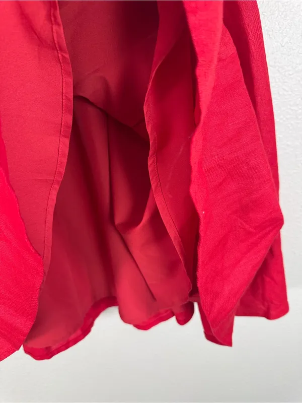 Reformation Red Santana Linen Two Piece Set Womens 8 Midi Skirt Corset Top - Image 6