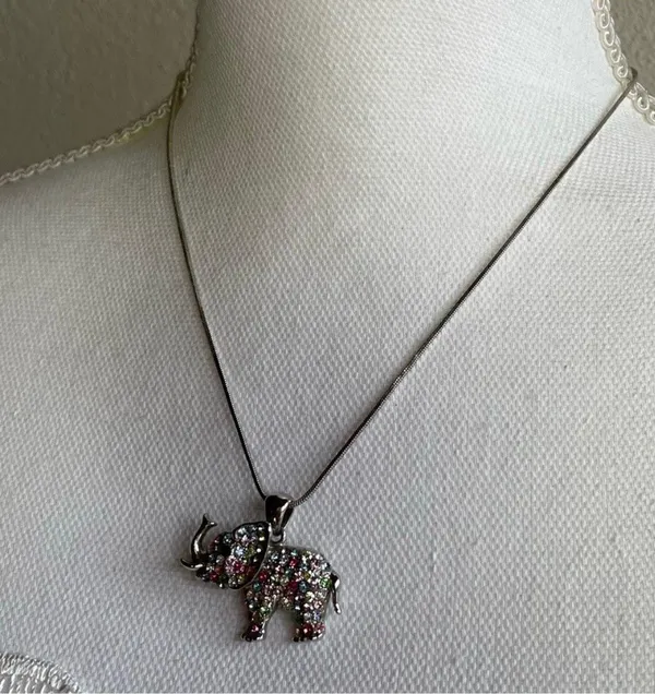 Elephant faceted multi color rhinestones necklace - Image 5