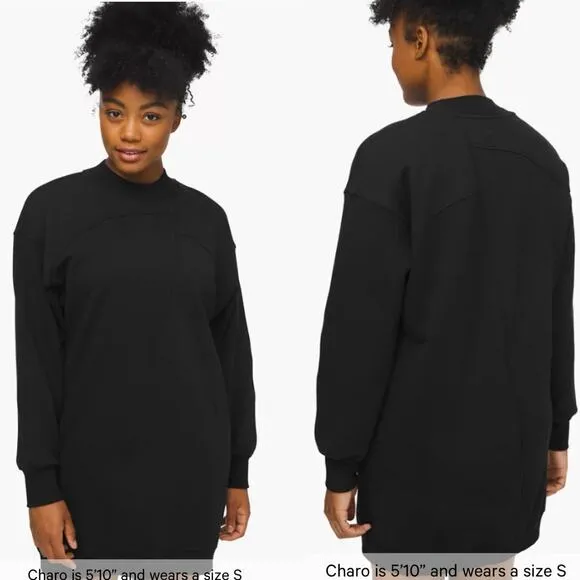 Lululemon Broken Beats Sweater Oversized Dress Black Womens XXS - Image 2