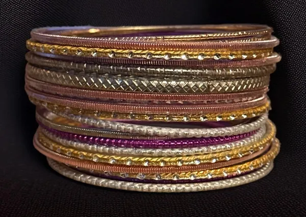 Multicolor mixed stacked bangles Multiple - Image 2