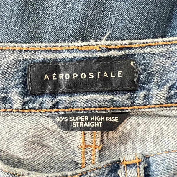 876 | Aeropostale 90s Super High Rise Straight Jeans Distressed Women's Size‎ 8 - Image 4