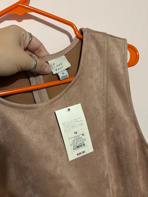 a new day Taupe Faux-Suede Sleeveless Shift Dress - Image 2