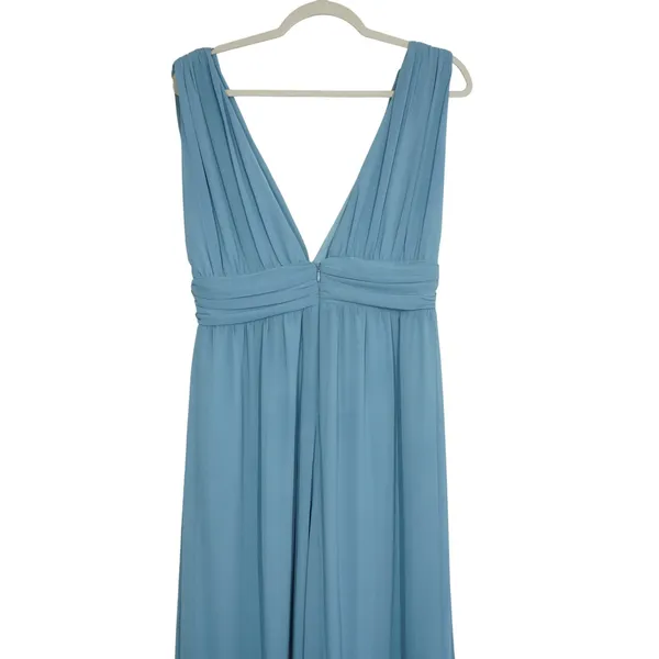 Lulus Medium Light Blue Wide Leg Jumpsuit Flowy Bridesmaid Plunging V Neck - Image 5