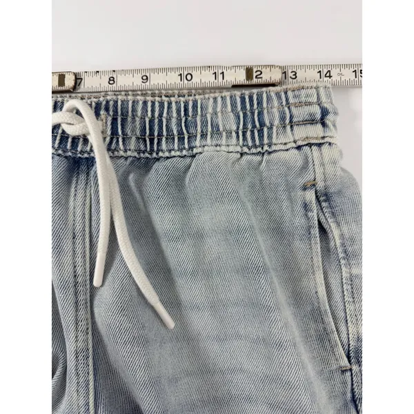 HM Divided Light Wash Wide Leg Elastic Waist Denim Pants XXS Light Blue - Image 5
