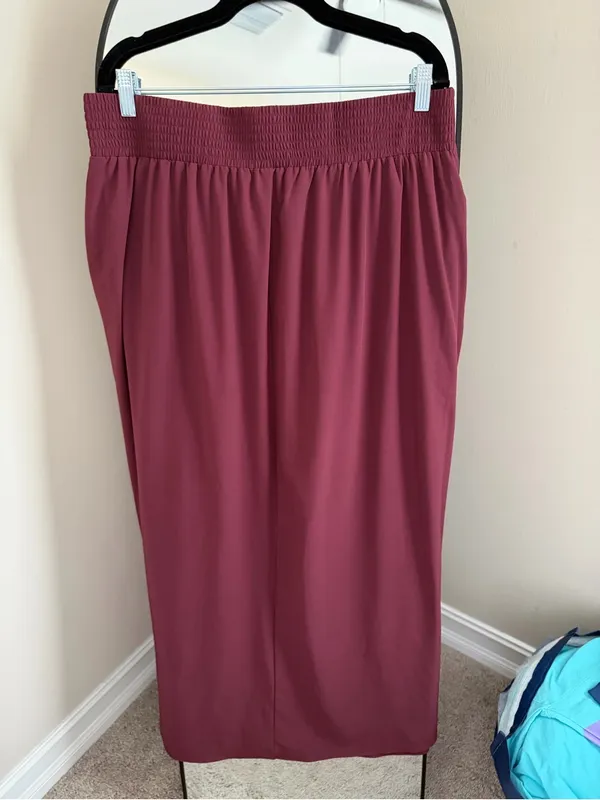 Halara Women's Burgundy Skirt - Elastic Waist Elegant Draped Design - Image 5