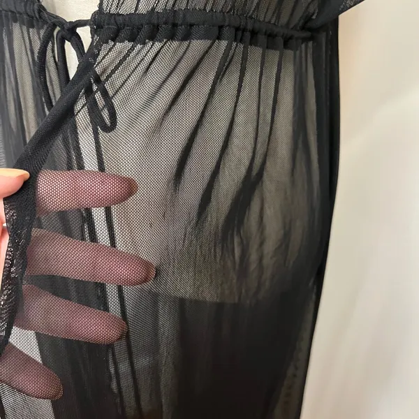 Windsor Black Sheer Maxi Mesh Duster OS Festival Goth Whimsigoth Layers Witchy - Image 3