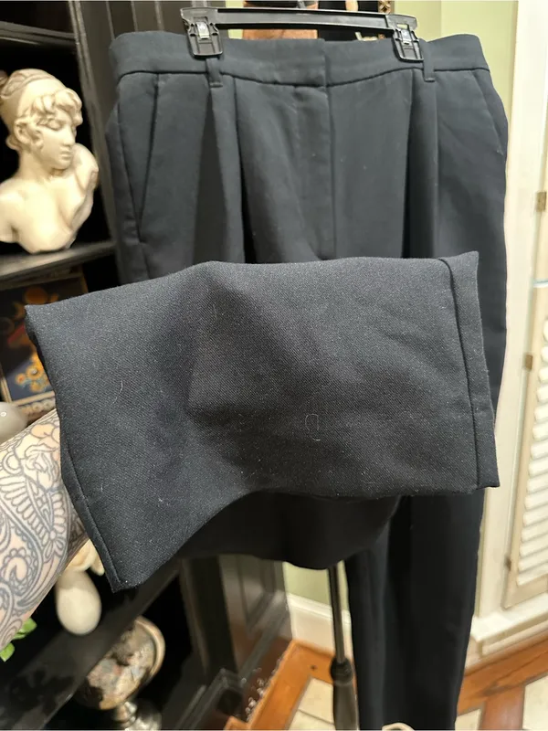 Abercrombie & Fitch Dark Blue High‑Waisted Wide‑Leg Trousers – Size 12 - Image 4