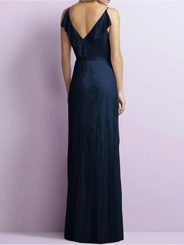 JENNY YOO Women’s Bridesmaid V-Neck Style JY519 Florentine Lace Navy Size S - Image 2