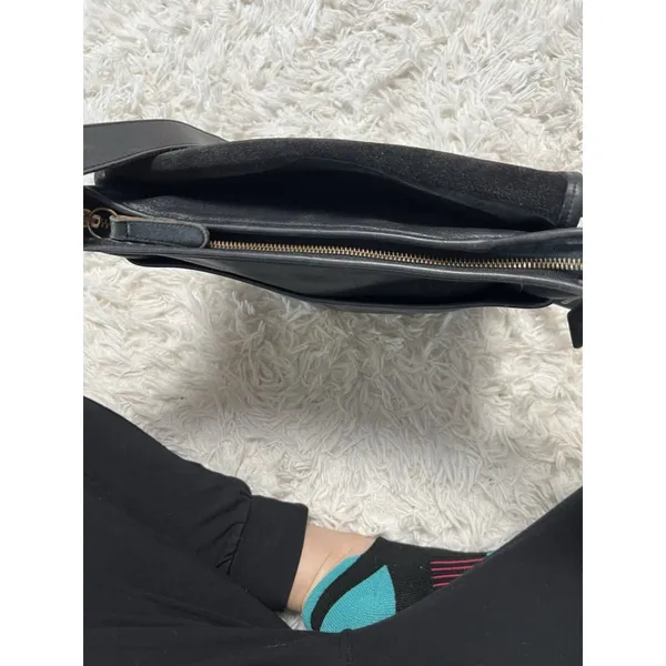 Vintage 90’s Coach Black Flap Leather‎ Bag Made In USA Y2K - Image 14