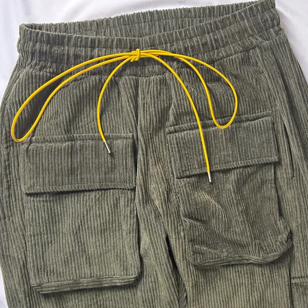 mnml Olive Corduroy Snap II Cargo Pants Men's Medium Green - Image 3