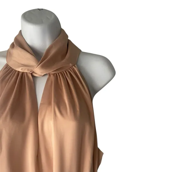 Anne Klein NWT Size Large Dusty Rose‎ Pink Formal Wedding Halter Midi Dress - Image 4