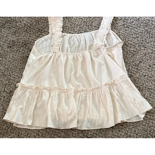 Black Tape Women's Ivory Cream‎ Textured Ruffled Tank top Size 2X - Image 6