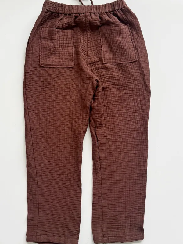 Zara Gauze Textured Brown Slouchy Pants Size Large - Image 5