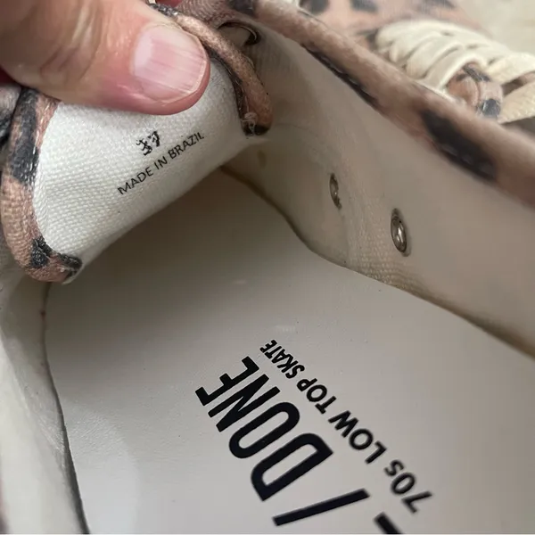 RE/DONE Low Top Skate Sneakers Faded Leopard Print Canvas Size 37 Pre Owned‎ - Image 9