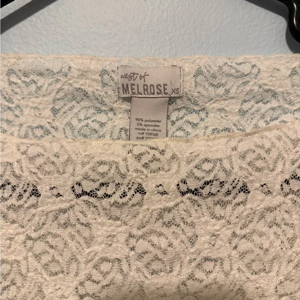 West of Melrose Cream Lace Top: Size- XS - Image 3